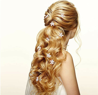 Mini Pearl Flower Hair Claw Clips Korean Style Cute Decorative Hair Accessories for Girls & Women (10 Pcs)