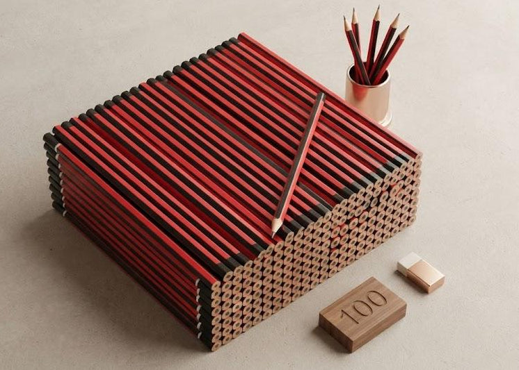 S4U Super Dark Graphite Pencil Jar – 100 Pencils (Red & Black) – image 2