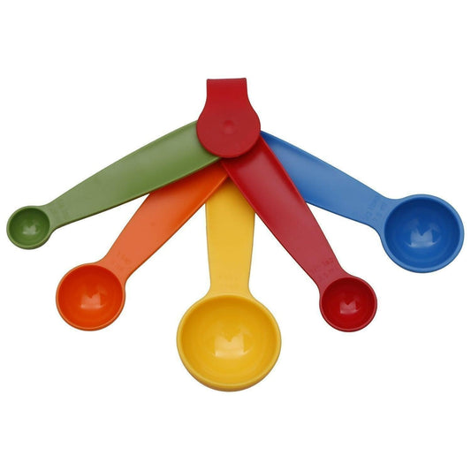 Colorful Different Volume Measuring Plastic Spoon Set (Set of 5) - HalfPe