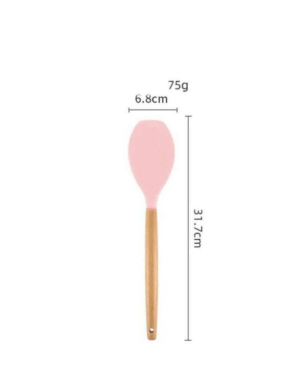 P-Plus International Premium Silicone Spatula Flexible & Heat Resistant Rubber Spatula with Wood Handle (Pink – Pack of 2) - HalfPe