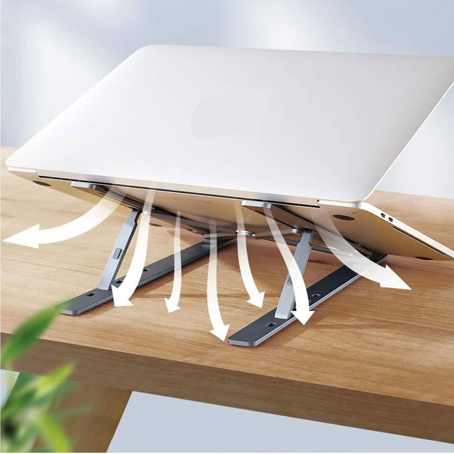 Adjustable Metal Laptop Stand – Portable Riser for Desk, Tablet & Phone