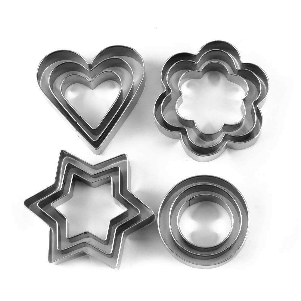 Stainless Steel Cookie Cutter Set (4 Different Shapes 3 Sizes) - HalfPe