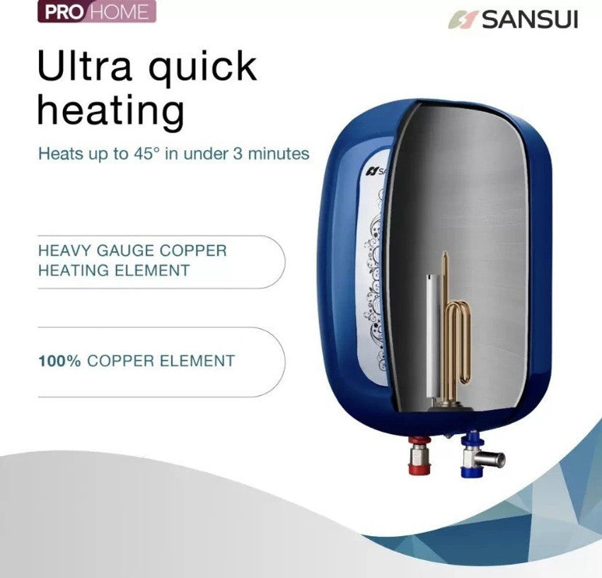 Sansui Allure 3 L Instant Water Geyser with High-Grade SS Tank – Cobalt Blue