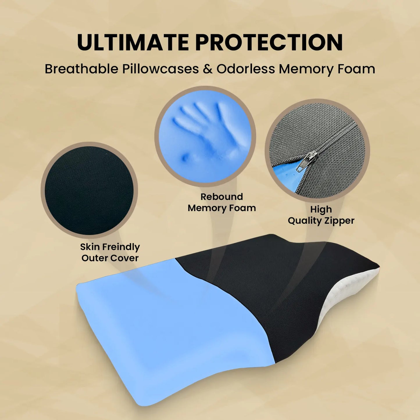 Sleepsia Cervical Pillow for Neck Pain & Shoulder Pain Relief |Orthopedic Memory Foam Pillow, Cervical Pillow, Neck Support Medical Pillow - Black/White (Gel)