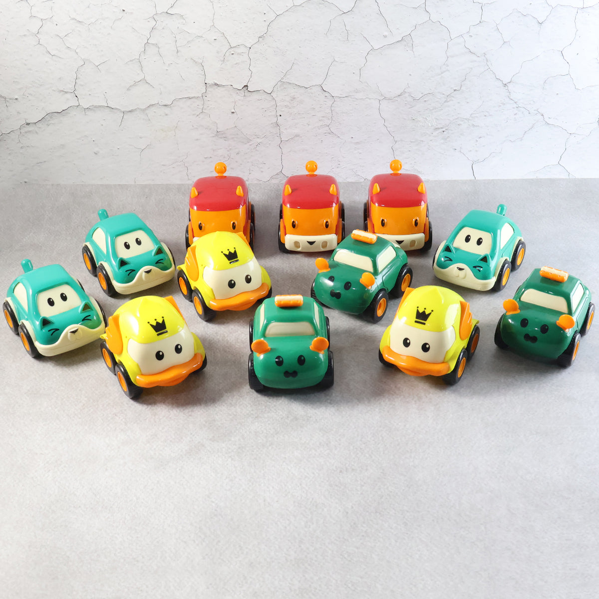 Cartoon Pull-back Car Toy Set For Kids (12 Pc)