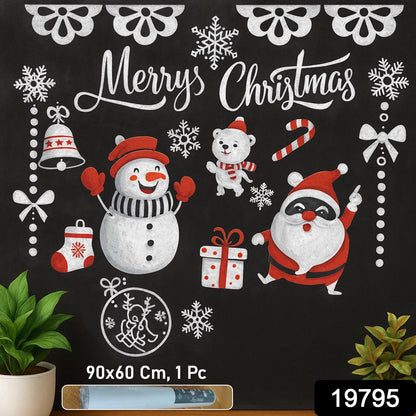 Christmas Theme Decorative Wall Sticker Santa Claus, Snowman, Gifts & Snowflake Design – Removable Viny90x60 Cm   (1 Pc)