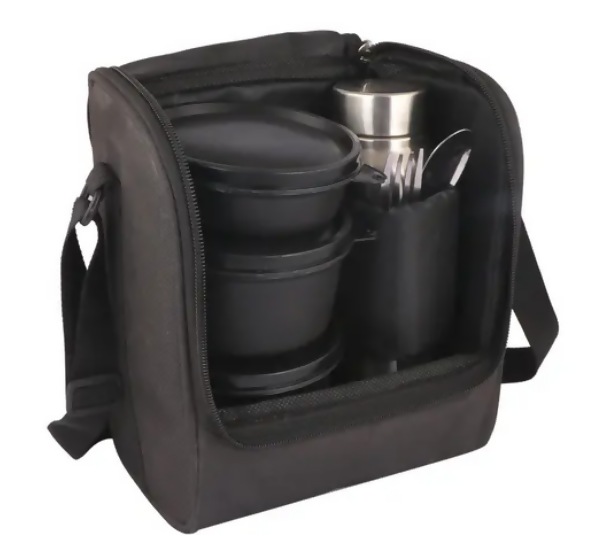 Multispace BLACK Premium tiffin Smart Temperature Bottle & Lunch Box set(2000ml)