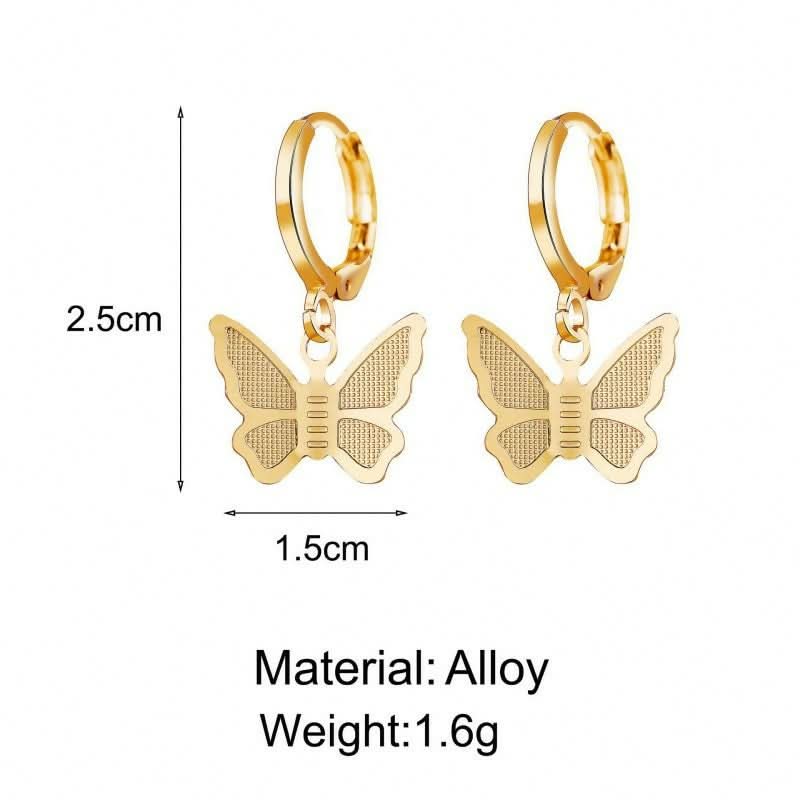 Chic & Delicate Gold Butterfly Locket Necklace and Earrings Set pinapes