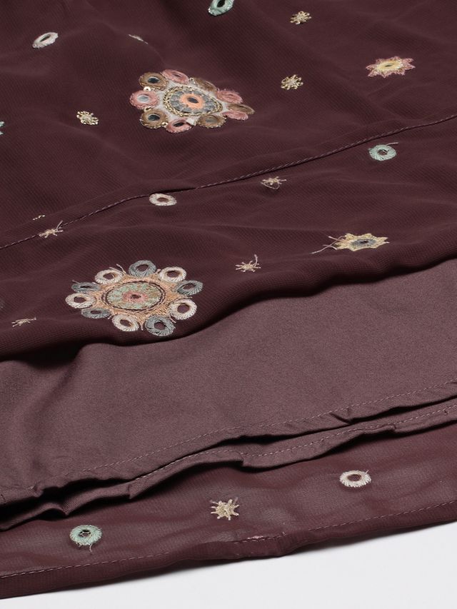 Bollywood Vogue Ready To Wear Magenta Georgette Embroidered Gharara Set