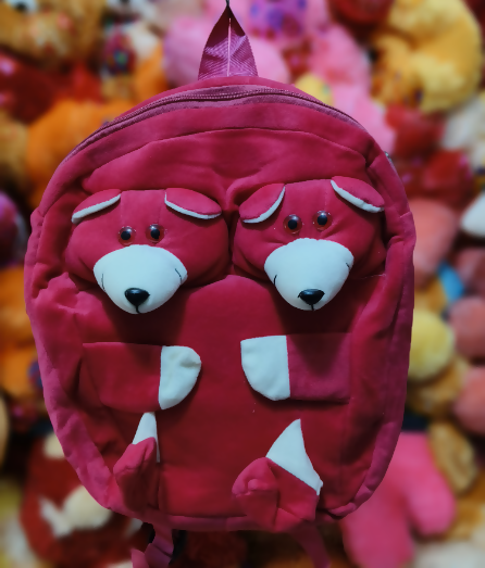 Double-Faced Teddy Plush School Bag for Kids (Rose)