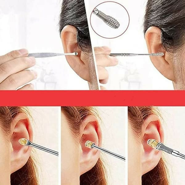 Reusable Ear Wax Removal Tool Kit Stainless Steel Ear Cleaner Earpick Set with Storage Box & Ear Curet for Safe Ear Cleaning
