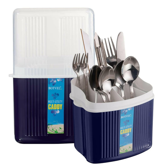 SELVEL Cutlery Holder & Stand (Polypropylene, Dark Blue) - HalfPe