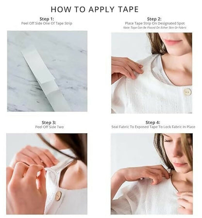 One Click Shopping Double-Sided Fashion Tape for Clothes (36 Pcs) Transparent Body & Bra Tape for Women Invisible Dressing Strips for Outfits, Sarees & Bikinis