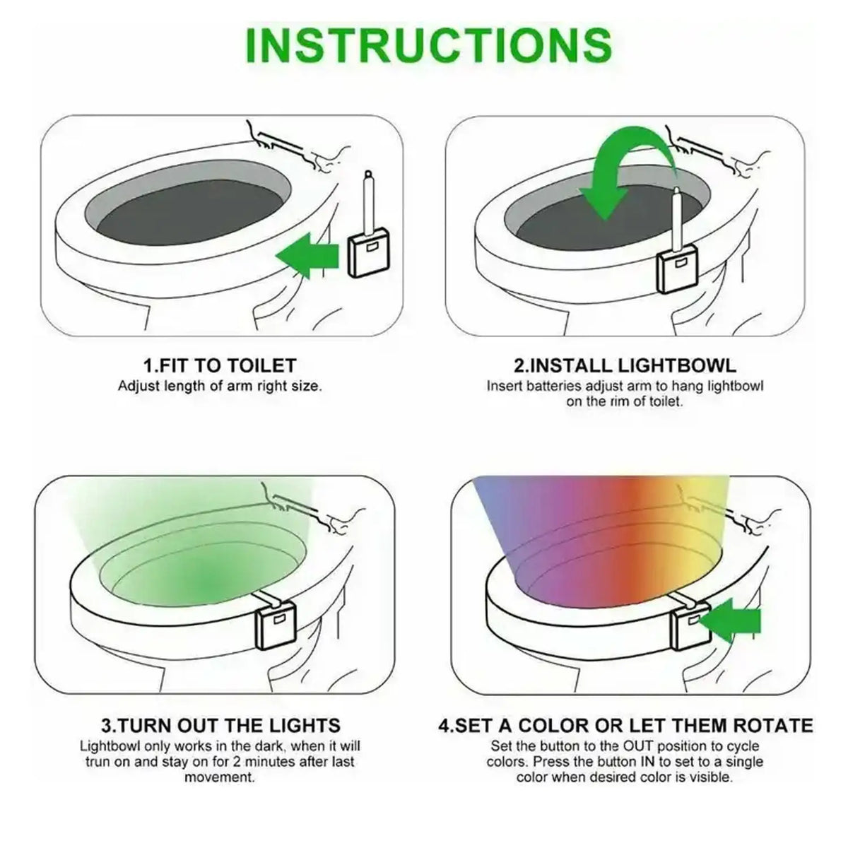 Toilet Light Led Toilet Bowl Light Toilet Cover Lamp (1 Pc  Battery Not Included) HP DD