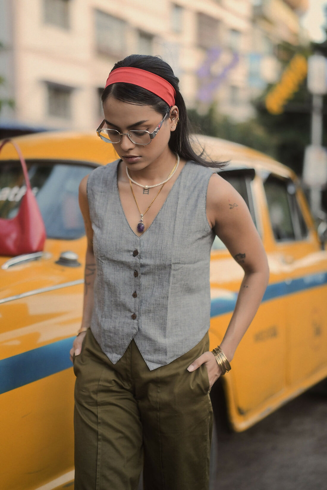 Athena Flat Front Cotton Twill Straight Fit Pants With Pintuck Detailing Studio Sienna