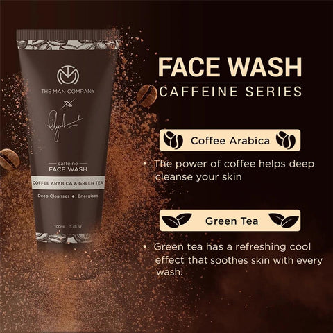 The Man Company Caffeine Face Wash With Coffee Arabica And Green Tea - 100 Ml Tube - HalfPe