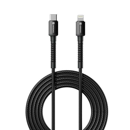 Portronics Konnect X Type C to 8-Pin 27W Fast Charging Cable, Premium TPE Material, Support to all Lightning Devices 2M Length (MULTI COLOUR) - HalfPe