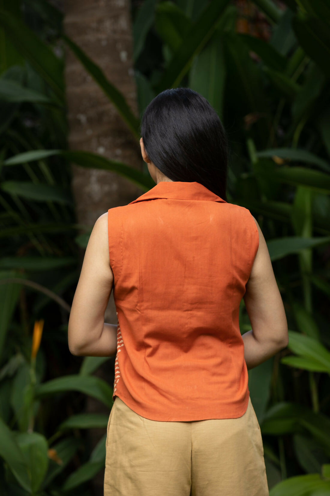 Women’s Solid Sleeveless Cotton Linen Hip-Length Office Formal Shirt Studio Sienna