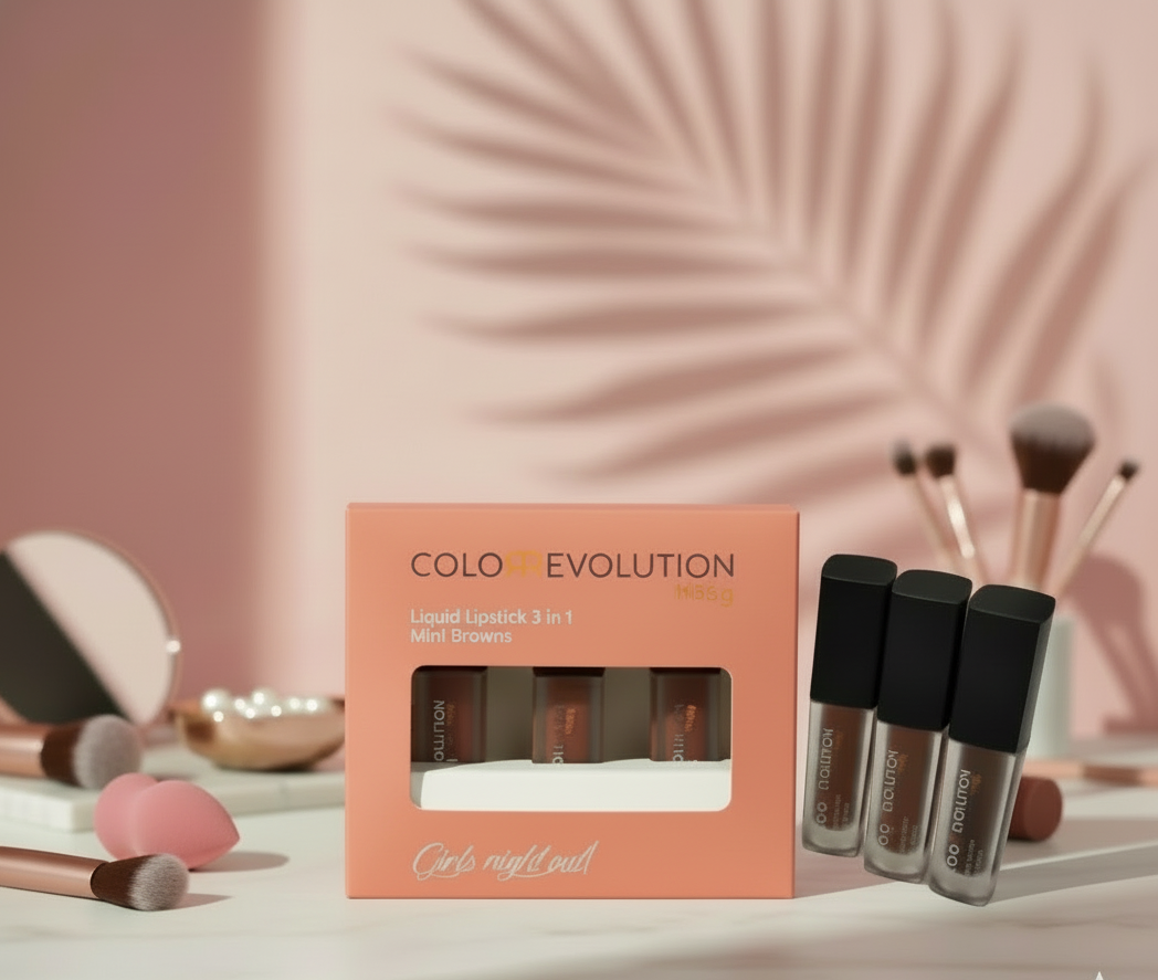 Color Revolution 3 in 1 mini liquid lipstick - browns - girls night out