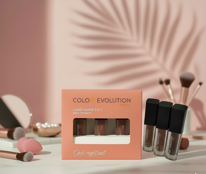 Color Revolution 3 in 1 mini liquid lipstick - browns - girls night out