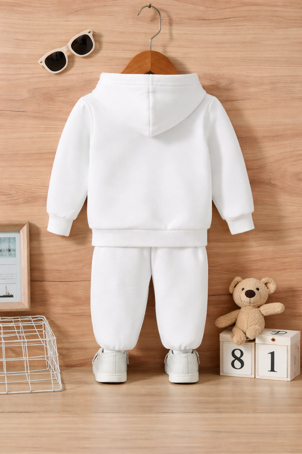 Boys White Printed Hoodie with Matching Joggers Luck Fashion