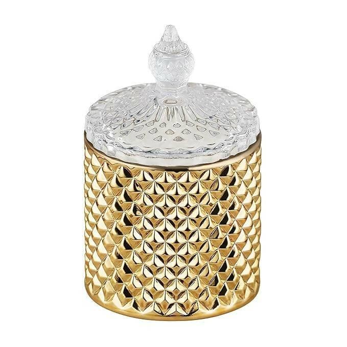 PROSPERRO LUMO by Parkash Candles Golden Wood Crystal jar Candle - HalfPe