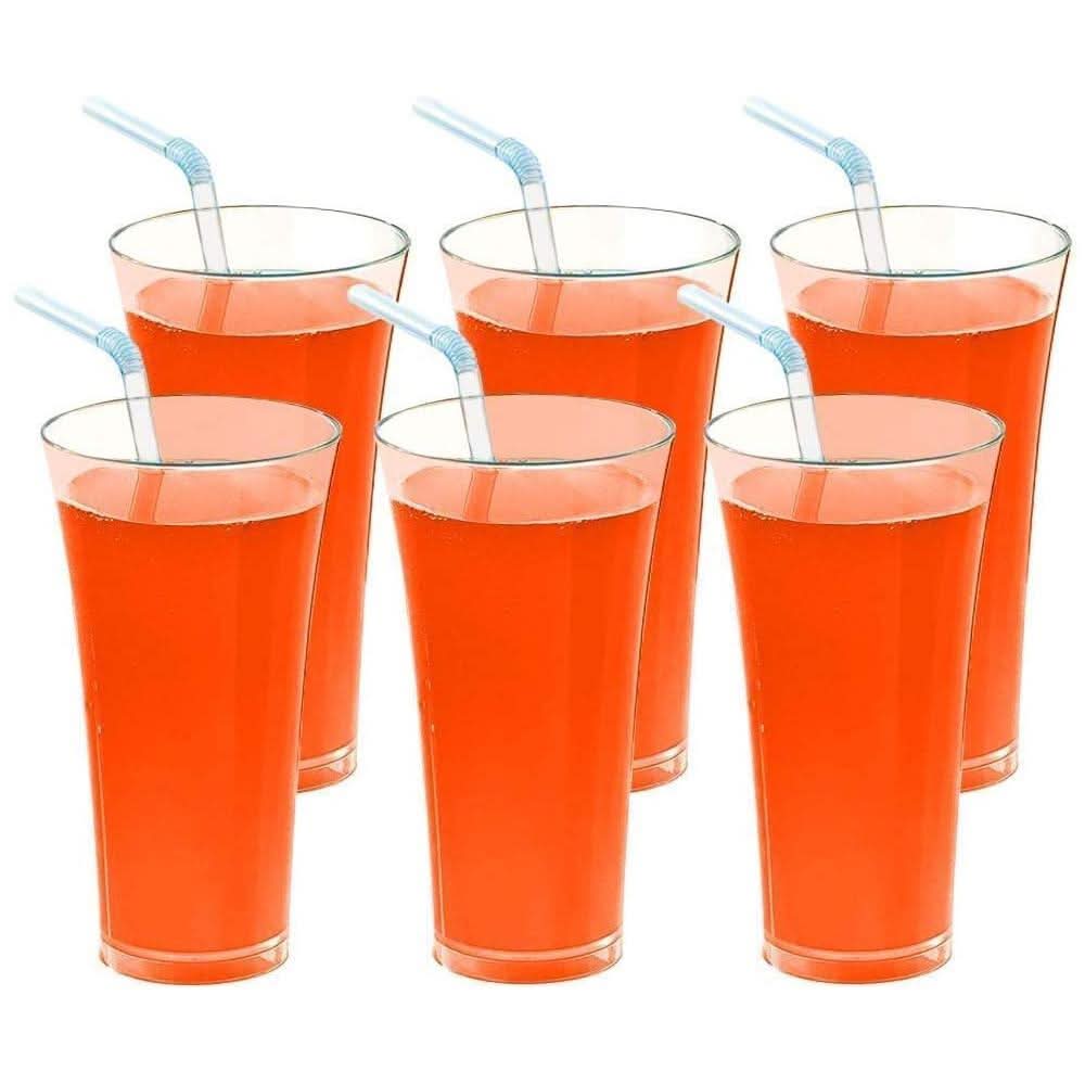 Transparent Juicy Glass Set – 300ml (6 Pcs, Plastic)