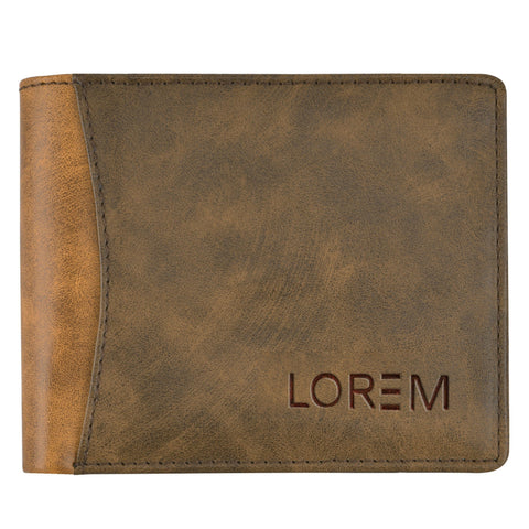 Lorem Brown-Tan Double Color Bi-Fold Faux Leather 7 ATM Card Slots Wallet For Men - HalfPe