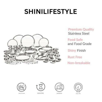 Shini lifestyle Stainless-steel Dinner Set (Pack of 51) - HalfPe