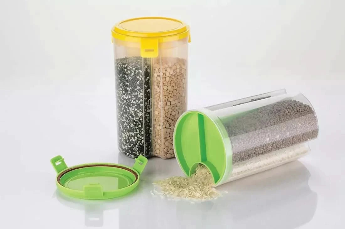 3 in 1 Transparent Air Tight Storage Dispenser Container ABHI Mobiles
