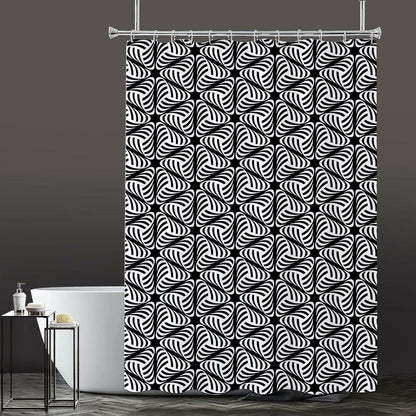 Lushomes Bathroom Shower Curtain with 12 Hooks and 12 Eyelets, Bathtub CurtainBlack/White, 6 Ft H x 6.5 FT W (72 Inch x 80 Inch, Single Pc) - HalfPe