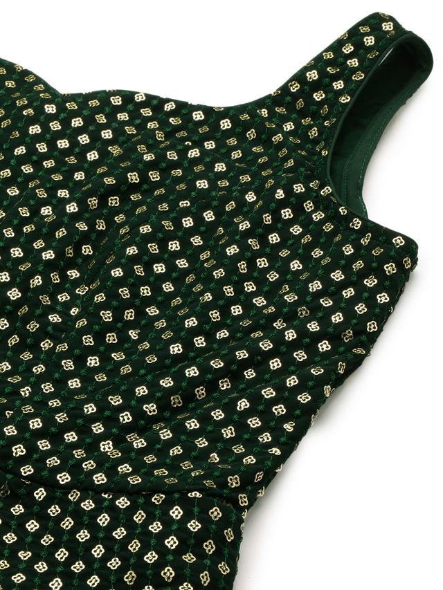 Bollywood Vogue Ready To Wear Green Georgette Sequins Jumpsuit