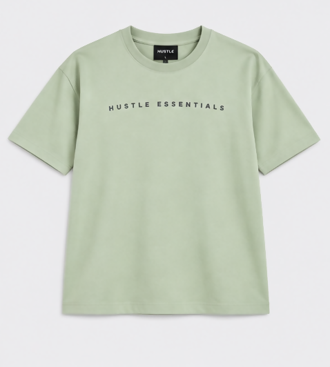 HUSTLE Essentials Men's Crew Neck Oversized T-Shirt – Light Sage Green(Oversized fit)