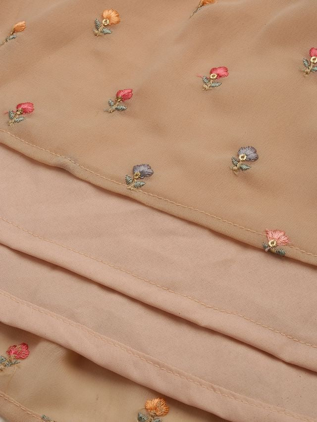 Bollywood Vogue Ready To Wear Peach Embroidered Georgette Dress