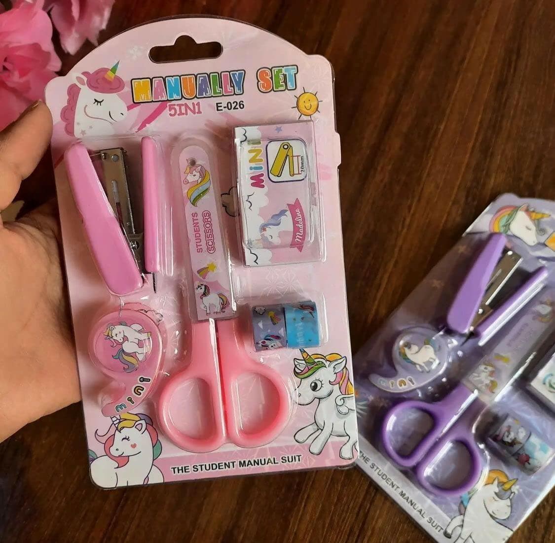 Unicorn Theme Scissors , Tape And Stapler Combo - HalfPe