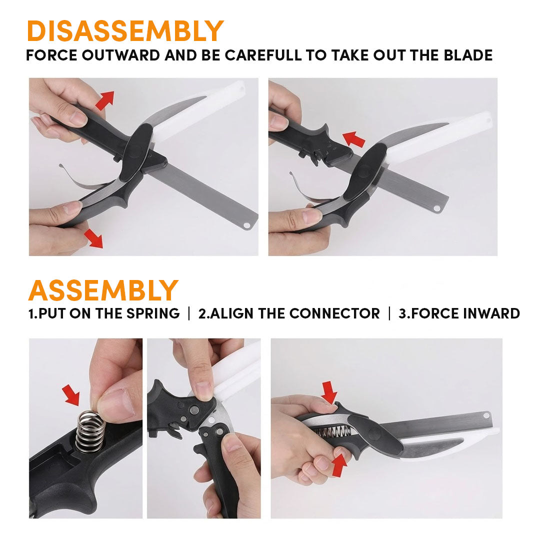 Rioware 2-in-1 Vegetable Scissors with Cutting Board | Smart Knife Chopper | Stainless Steel Blade | Eco-Friendly Kitchen Cutter | Dishwasher Safe | Multi-Purpose Cutter for Vegetables, Fruits & Herbs