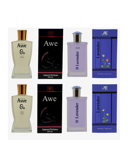 A one AweQ Perfume and Lavender Perfume 100ML Each (Pack of 4) Eau de Parfum - 400 ml (For Men)