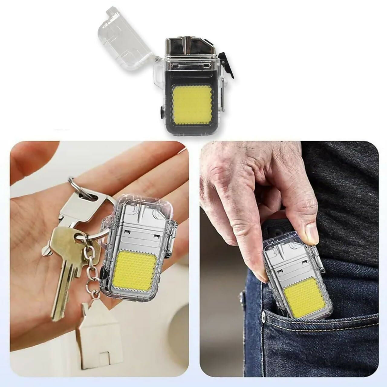 Pocket-Size LED Flashlight & Flameless Plasma Lighter Waterproof Keychain for Camping & Survival