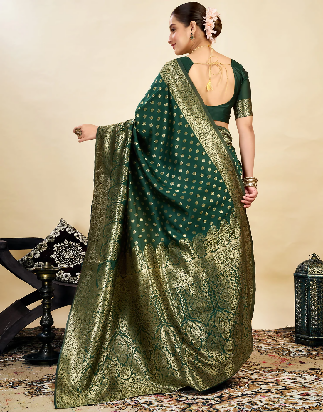 Elegant Banarasi Silk Blend Saree with Woven Design and Unstitched Blouse
