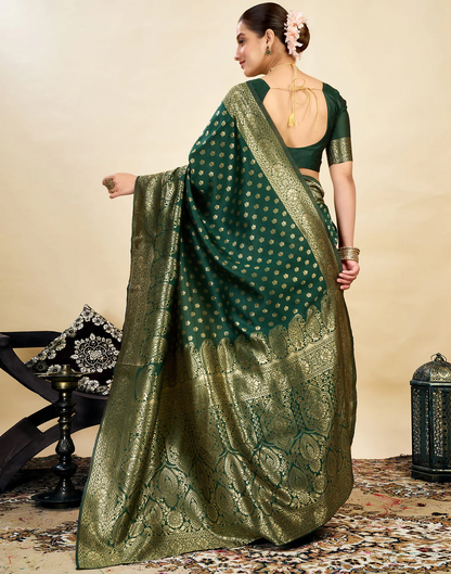 Elegant Banarasi Silk Blend Saree with Woven Design and Unstitched Blouse