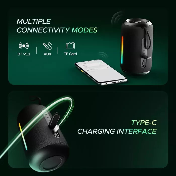 boAt Stone 358 Pro 14W Signature Sound, Up to 12 Hours Playback, BTv5.3, Free Music Streaming on JioSaavn Bluetooth Speaker (MULTICOLOR)