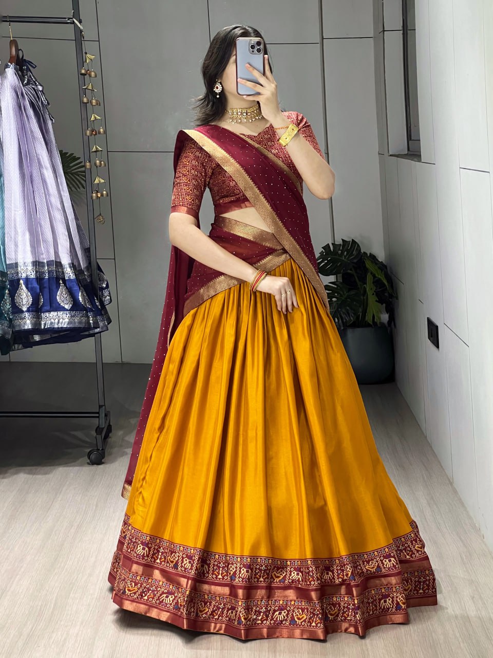 Traditional Patola-Cotton Silk Lehenga