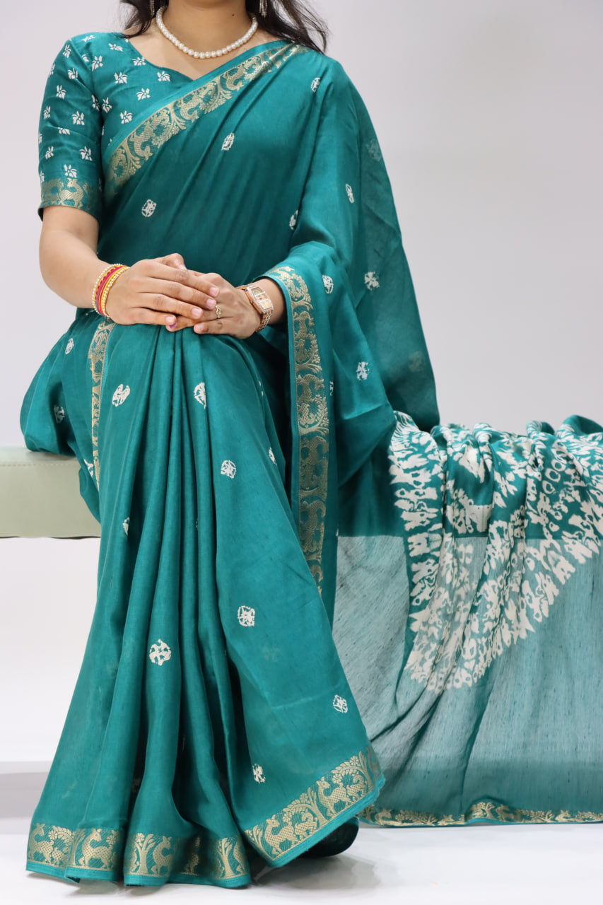 Beautiful Soft Mull Silk Shibori printed Saree