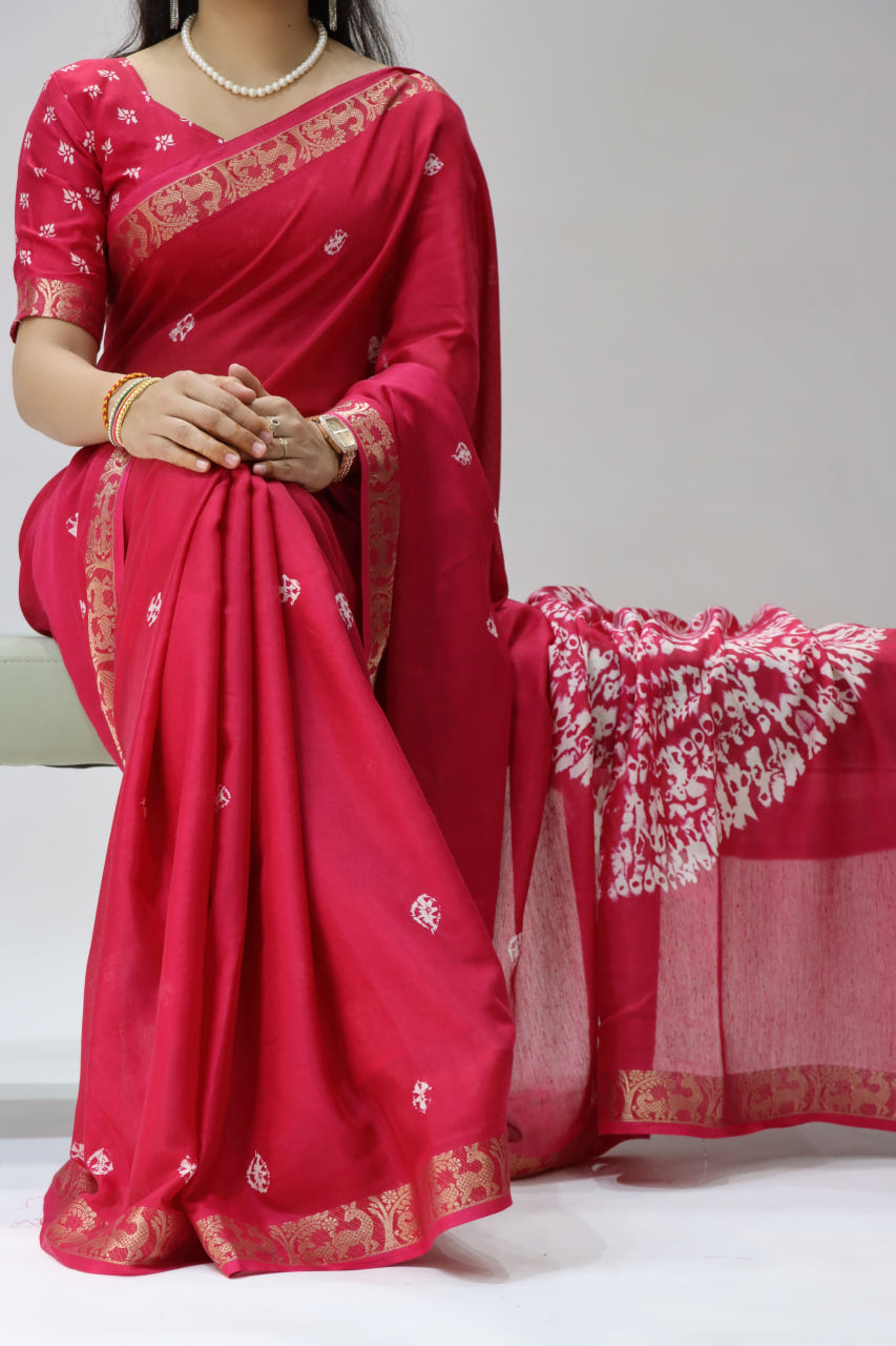Beautiful Soft Mull Silk Shibori printed Saree
