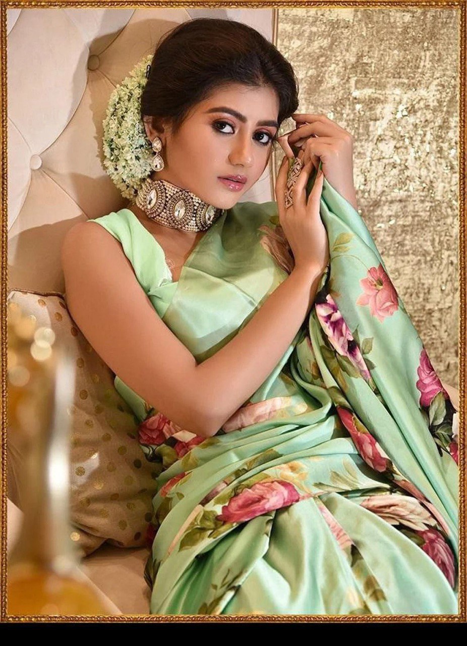 Collection of Satin Pure Satin Sarees in Floral prints