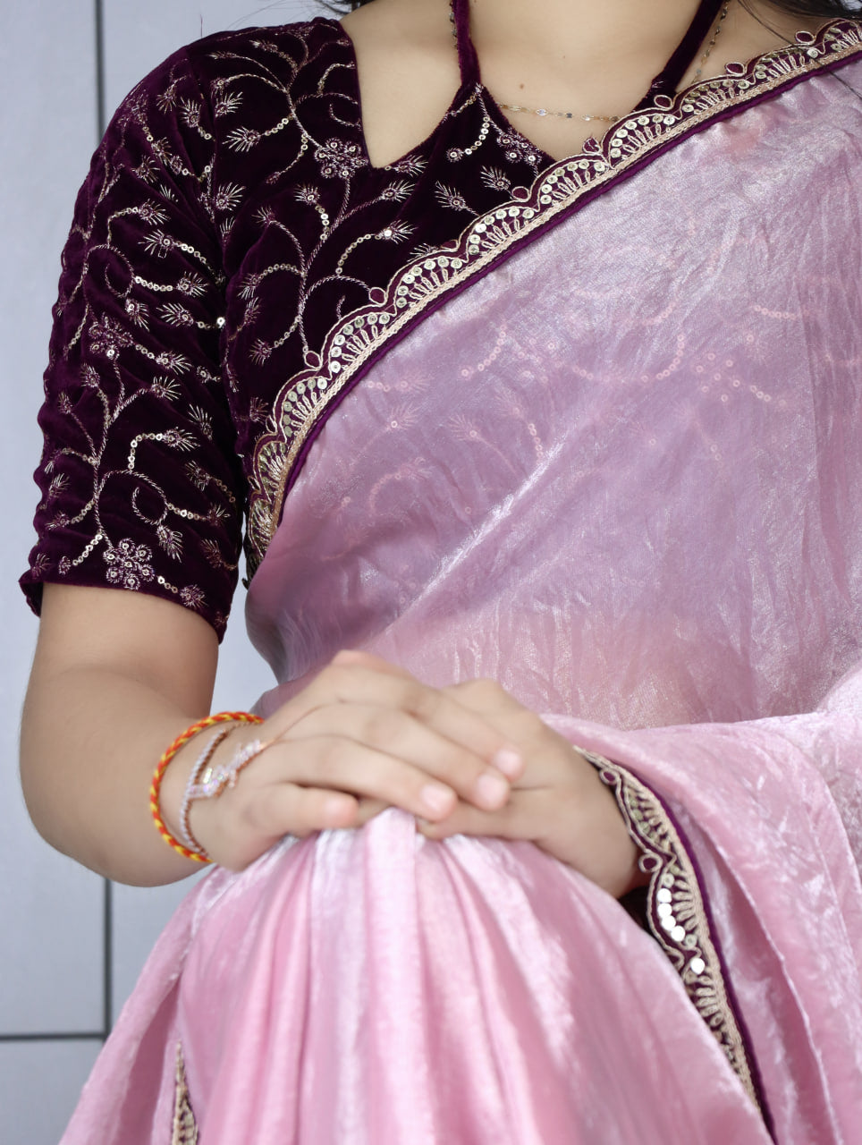 Premium Fendy Silk Saree With Unstitch Velvet Blouse