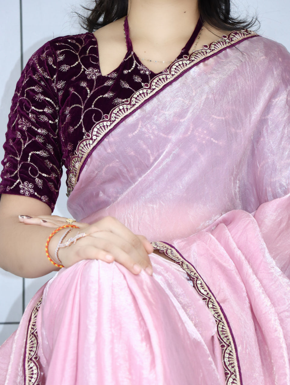 Premium Fendy Silk Saree With Unstitch Velvet Blouse
