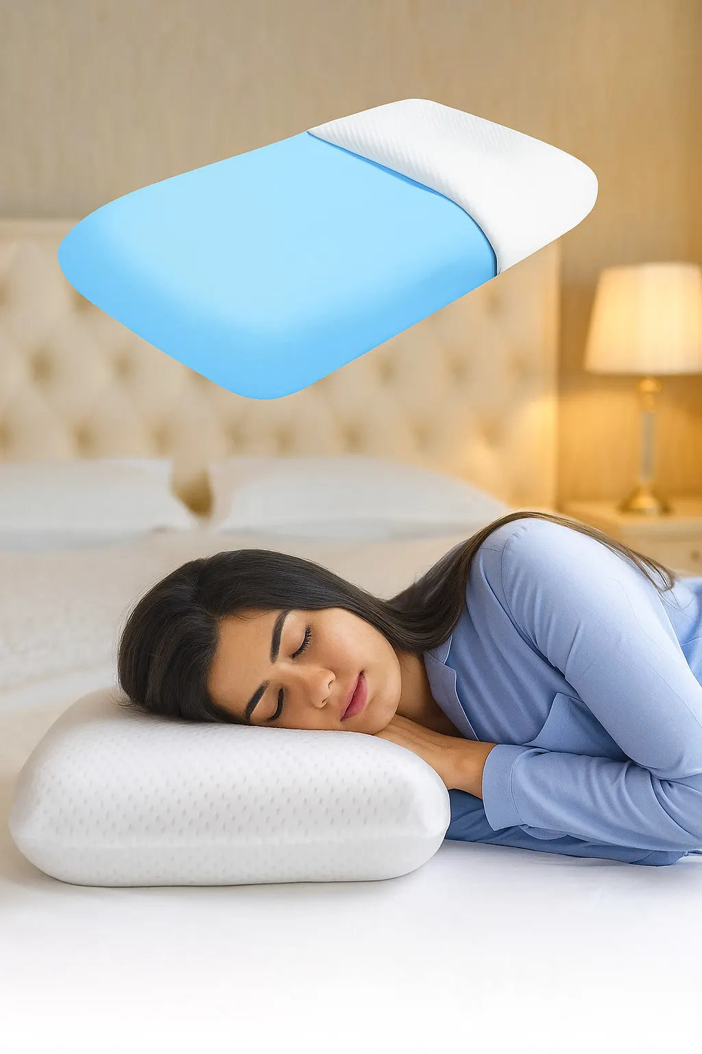 Sleepsia Orthopedic Cooling Gel Memory Foam Pillow | Cervical Pillow for Neck and Shoulder Pain Relief Support Bed Sleeping (Standard,White)