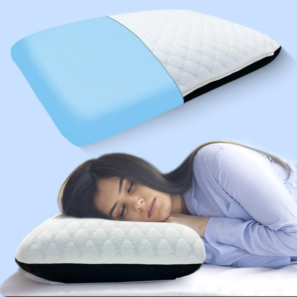 Sleepsia Orthopedic Cooling Gel Memory Foam Pillow | Cervical Pillow for Neck and Shoulder Pain Relief Support Bed Sleeping (Standard,Black/White)