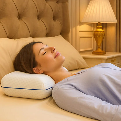 Sleepsia Orthopedic Cooling Gel Memory Foam Pillow | Cervical Pillow for Neck and Shoulder Pain Relief Support Bed Sleeping (Standard,Blue Piping)